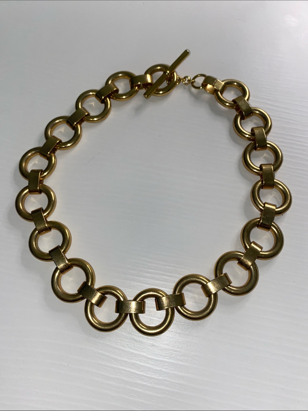 Gold Tone Link Circle Statement Necklace